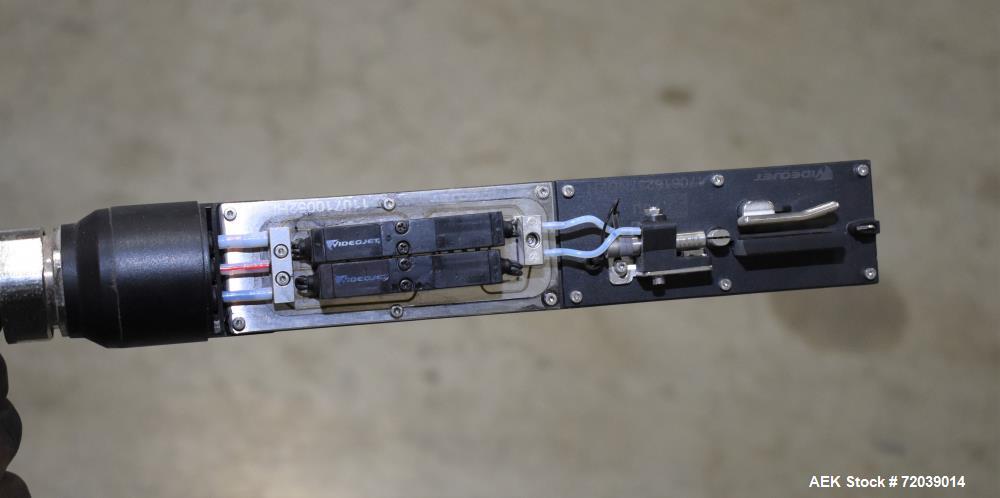 Used Video Jet Ink Jet Coding Machine, Model 1510. Capable of speeds up to 279 m/min (914 ft/min). Has a single print head with up to five lines of type. Communications: Ethernet and RS-232 Serial. 1...